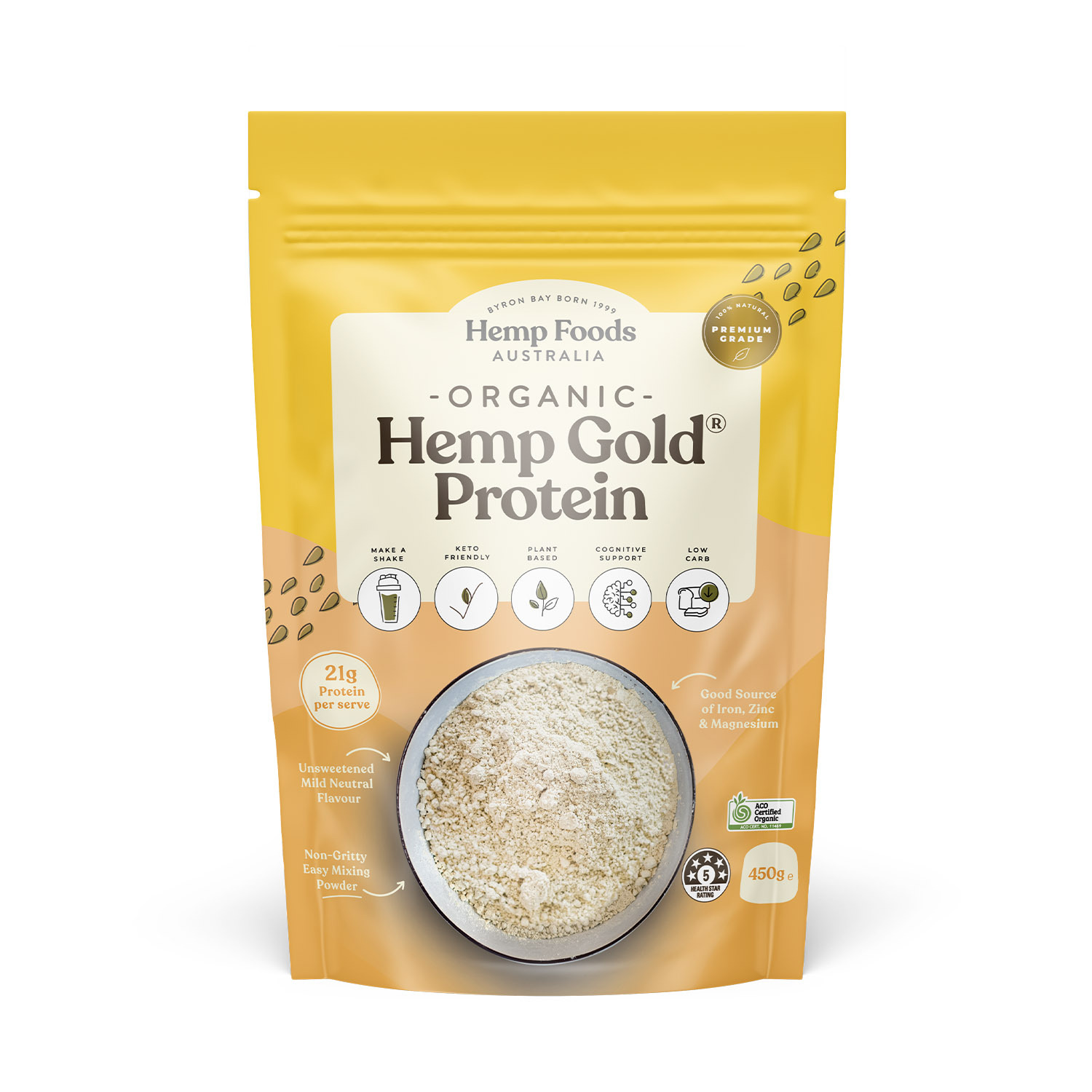 Hemp Foods Australia Essential Hemp Organic Hemp Gold Protein (450g, 900g)